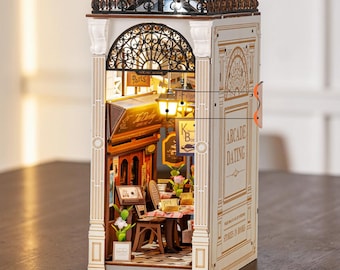 Rolife Style Book Nook Kit DIY Miniature House, 3D Wooden Puzzle with LED Light, Bookshelf Insert Decor, Mini Library Scene, Book Lover Gift
