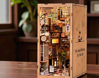 DIY Japanese Alley Book Nook Kit, 3D Wooden Puzzle With LED