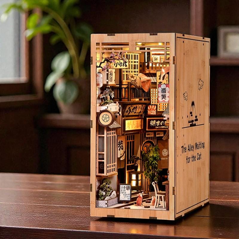 ୨୧専用となります(棚୨୧) DIY Japanese Alley Book Nook Kit, 3D Wooden Puzzle With LED
