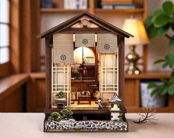Japanese Tea House Book Nook Kit, Reading Corner Decor, 3D Wooden