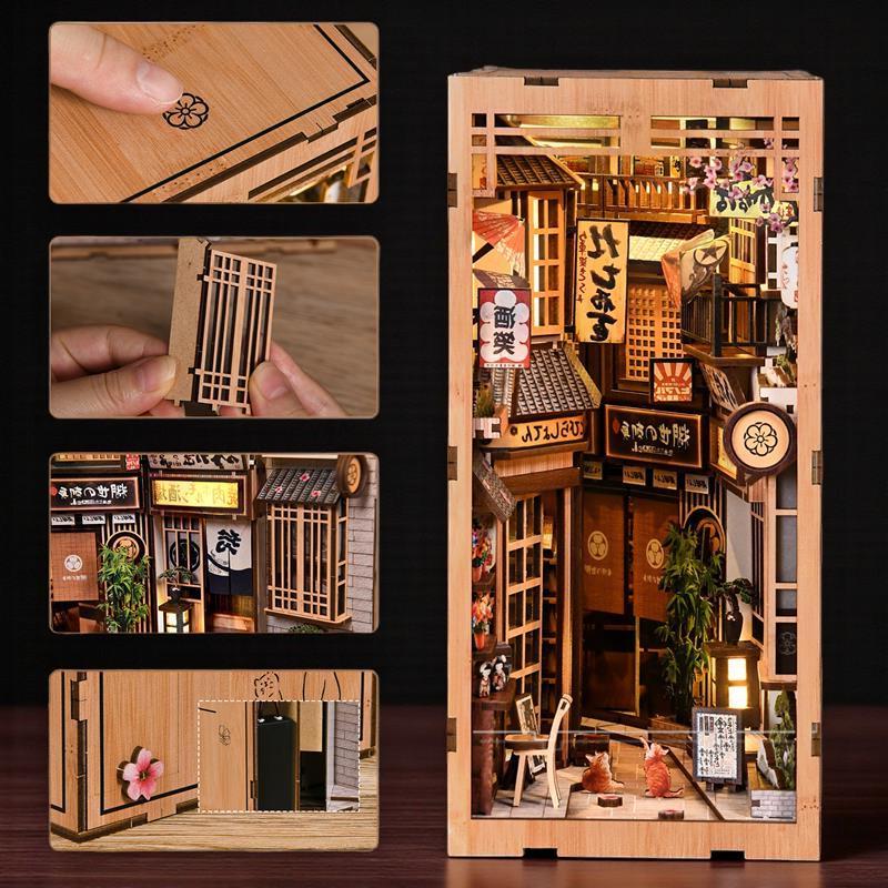 DIY Japanese Alley Book Nook Kit, 3D Wooden Puzzle With LED