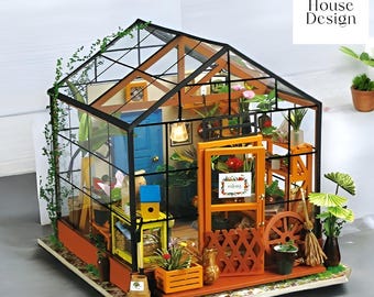 DIY Miniature Greenhouse Kit: Cathy's Flower House with LED Lights, Reading Corner Decor