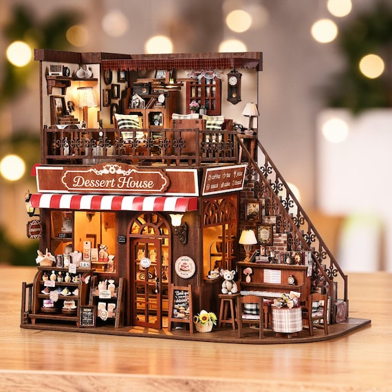 Dessert House Book Nook Kit, Rolife Style DIY 3D Wooden Puzzle