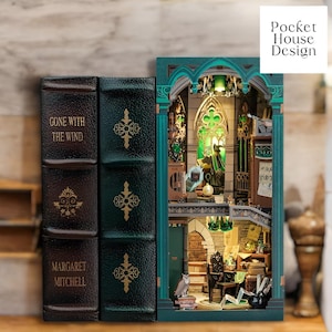 Book Nook DIY Kit Common Room Miniature Bookends 3D Wooden Puzzle Diorama for Magic Lovers Harry Inspired Bookshelf Decor