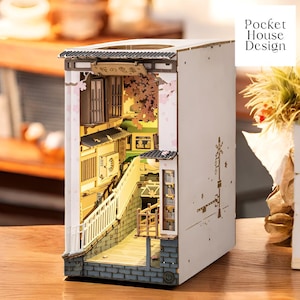 Build Your Own Book Nook Kit DIY Miniature Dollhouse Sakura Densya Model Craft Set for Adults Mini Diorama Room Unique Gift for Book Lovers