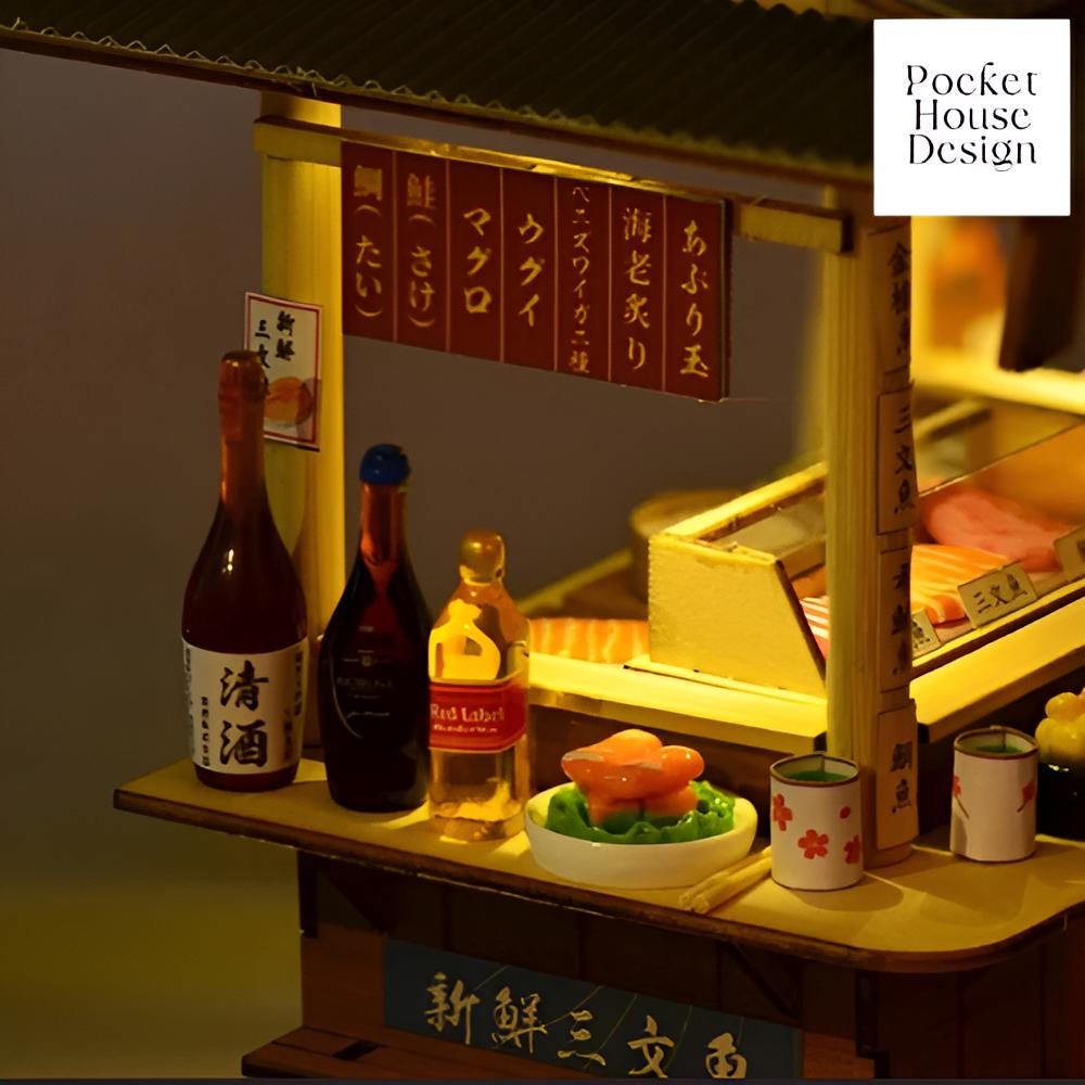 XLZSP Japanse stijl DIY poppenhuis kit handgemaakte miniatuur meubels LED-verlichting houten poppenhuis kit muziek met beweging 1:24 schaal model huis kit verjaardag (Mini Sakura Garden