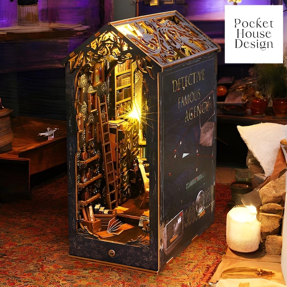 Book Nook Kit Fai Da Te – Miniatura 3D Libreria Con Luci LED, Puzzle In Legno Per Adulti