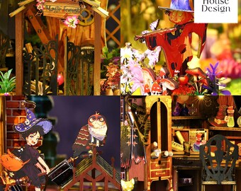 DIY木製ミニチュアドールハウスキット：ライト付き手作りジオラマ