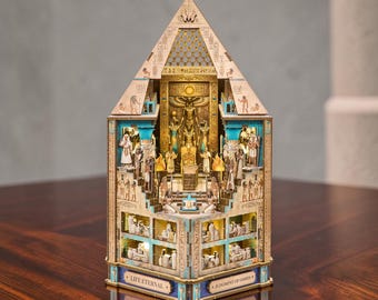 Rolife Ancient Egypt DIY Book Nook Kit, 3D Wooden Puzzle Miniature House, LED Bookshelf Insert, DIY Dollhouse Gift Decor