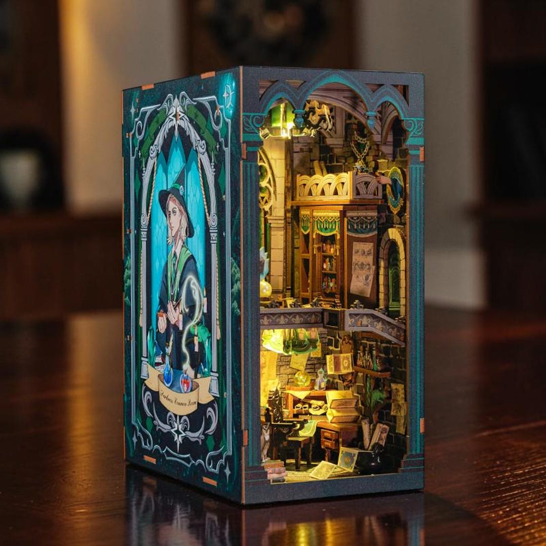 Rolife DIY Miniature Magic Library Book Nook Kit 3D Wooden Puzzle ...