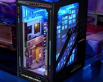 DIY-kit Cyberpunk Book Nook: 3D-miniatuurboekenplankdiorama