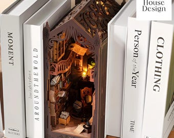 Magisk bokhörna i biblioteket DIY-kit: 3D-träpussel i bokhylla
