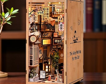 Kit coin lecture à faire soi-même dans une ruelle japonaise, puzzle 3D en bois avec LED, décoration de coin lecture