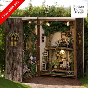 DIY Wooden Miniature House Kit 3D Puzzle Diorama with Furniture and Lights, Miniature World Small Room Model, Craft kit in Nature Style