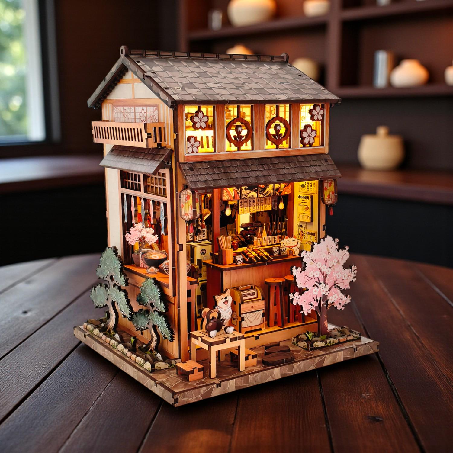 DIY Japanese Izakaya Book Nook Kit, 3D Wooden Puzzle With LED