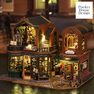 DIY Miniature Dollhouse Kit Twilight Bookstore Diorama Wooden Miniature Furniture Model | DIY Miniature House Handmade Miniature World