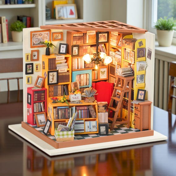 Kit coin livre izakaya japonais | Puzzle 3D en bois, élément de bibliothèque lumineux - France