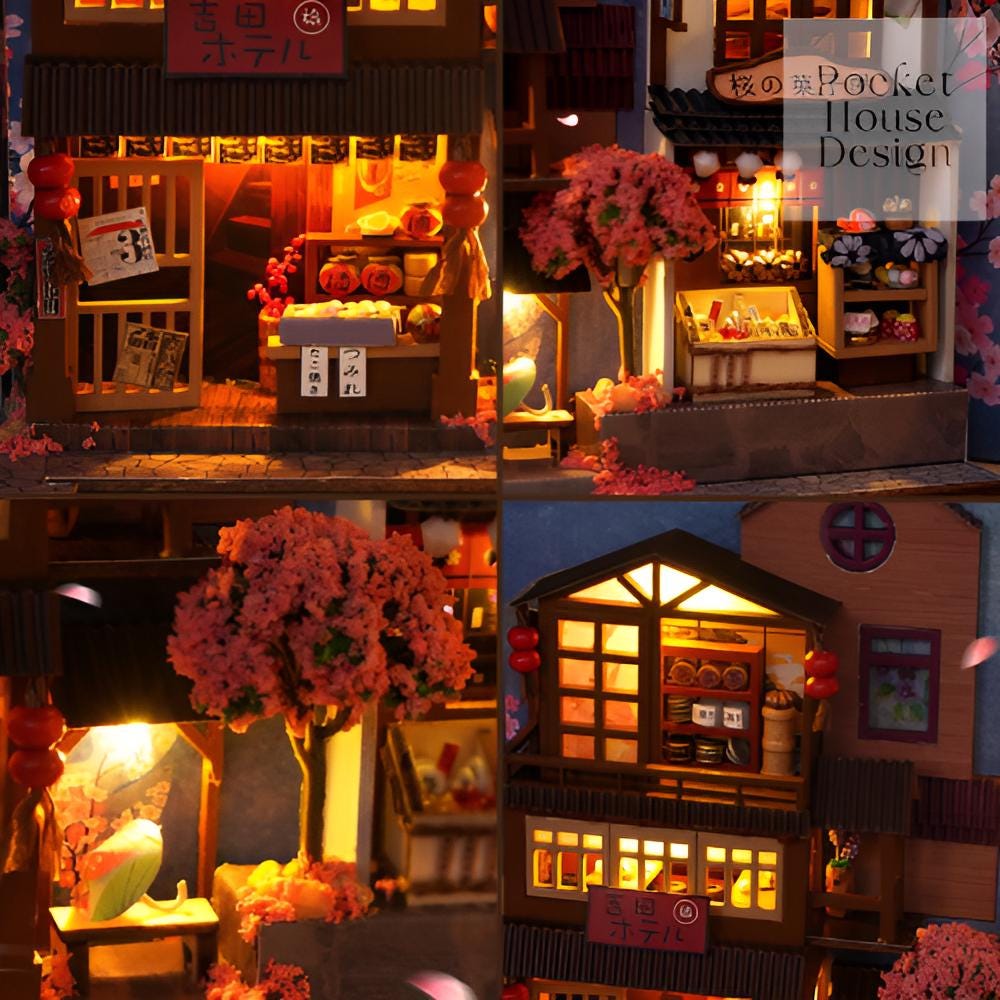 DIY 日本の桜横丁ブックヌックキット：ミニチュアタウン装飾 - Etsy 日本