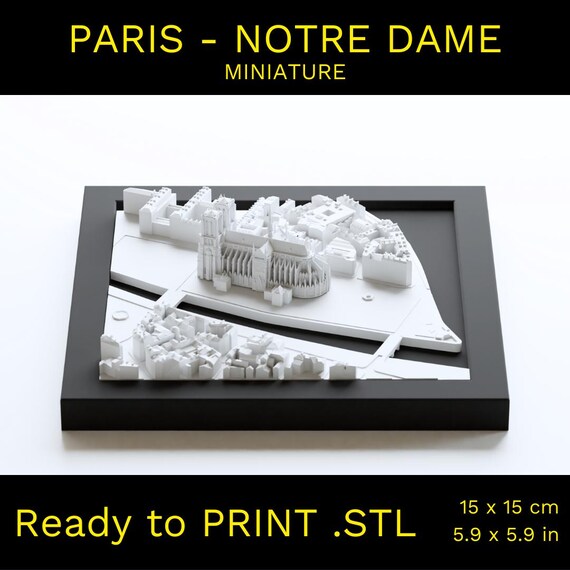 3D Notre Dame Paris, City Map STL File (Digital File)