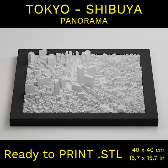 3D Shibuya, Tokyo Panorama, 3D City Model (STL File)