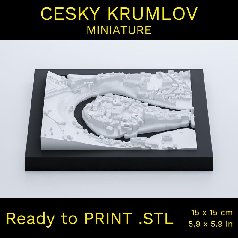 3D チェスキー クルムロフ市地図、印刷可能な STL ファイル 画像 1