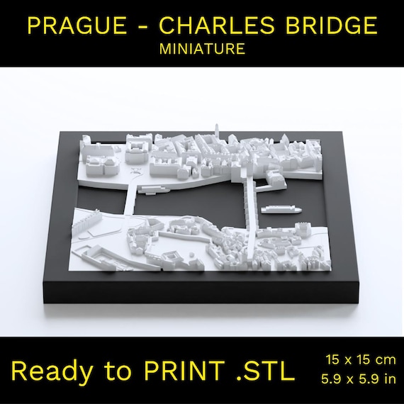 3D Prague Charles Bridge City Map, STL File (Digital File)