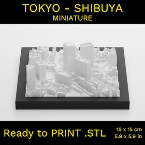 3D Tokio, Japan, Shibuya, 3D-stad, 3D Japan, 3D Shibuya, 3D Tokio, STL-bestand, 3D-printen, Stadsplan, Digitaal bestand, 3D-print, 3D-stadskaart