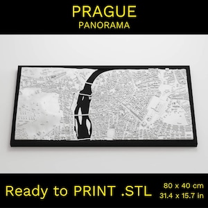 Praga 3D, Repubblica Ceca, Praga, Panorama, Città 3D, Repubblica Ceca, File STL, Stampa 3D, Mappa della città 3D, File digitale, Stampa 3D, Skyline