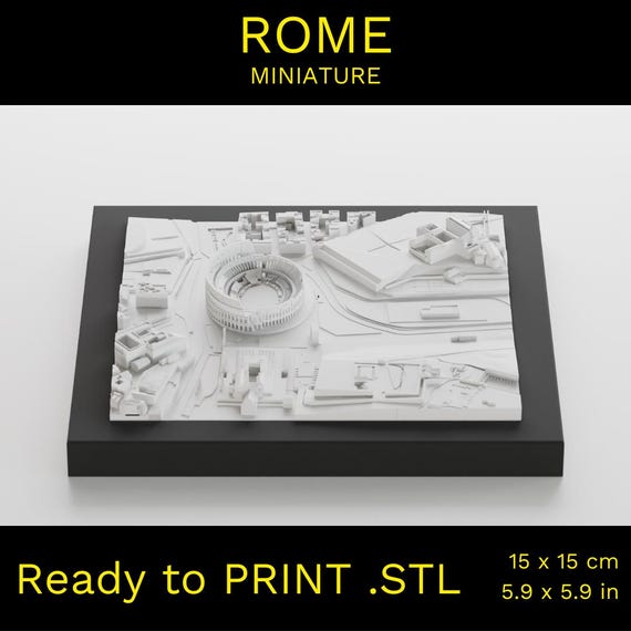 3D Rome Colosseum Model, City Map STL File (Digital File)