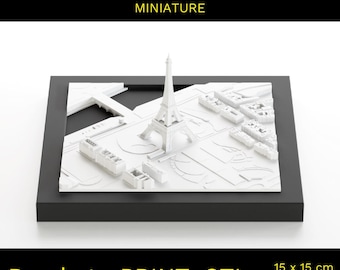 Modello 3D della Torre Eiffel, file STL della mappa della città di Parigi (file digitale)