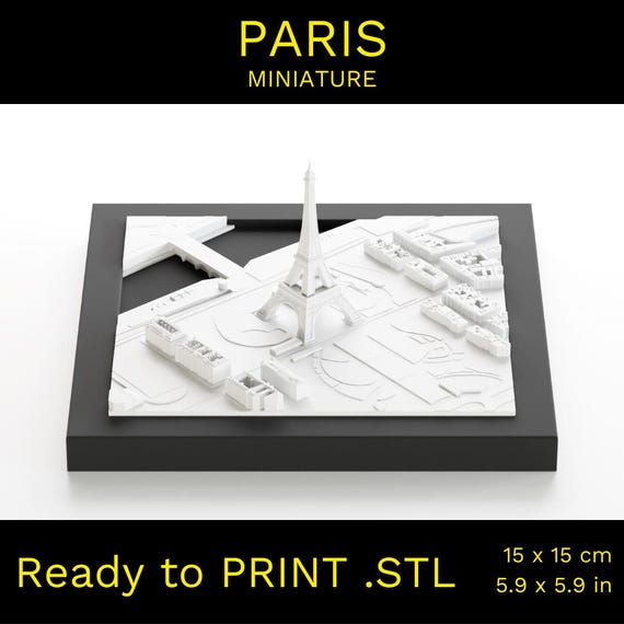 Eiffel Tower 3D Model, Paris City Map STL File (Digital File)