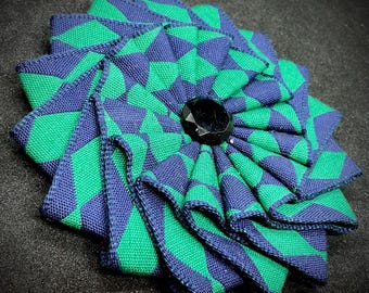 Green and Blue Pinwheel Cocarde Cockade Applique Millinery Military Reenactment