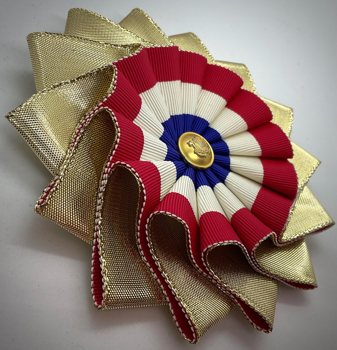 Red, White, Blue and Gold Pinwheel Cocarde Cockade Applique Millinery ...