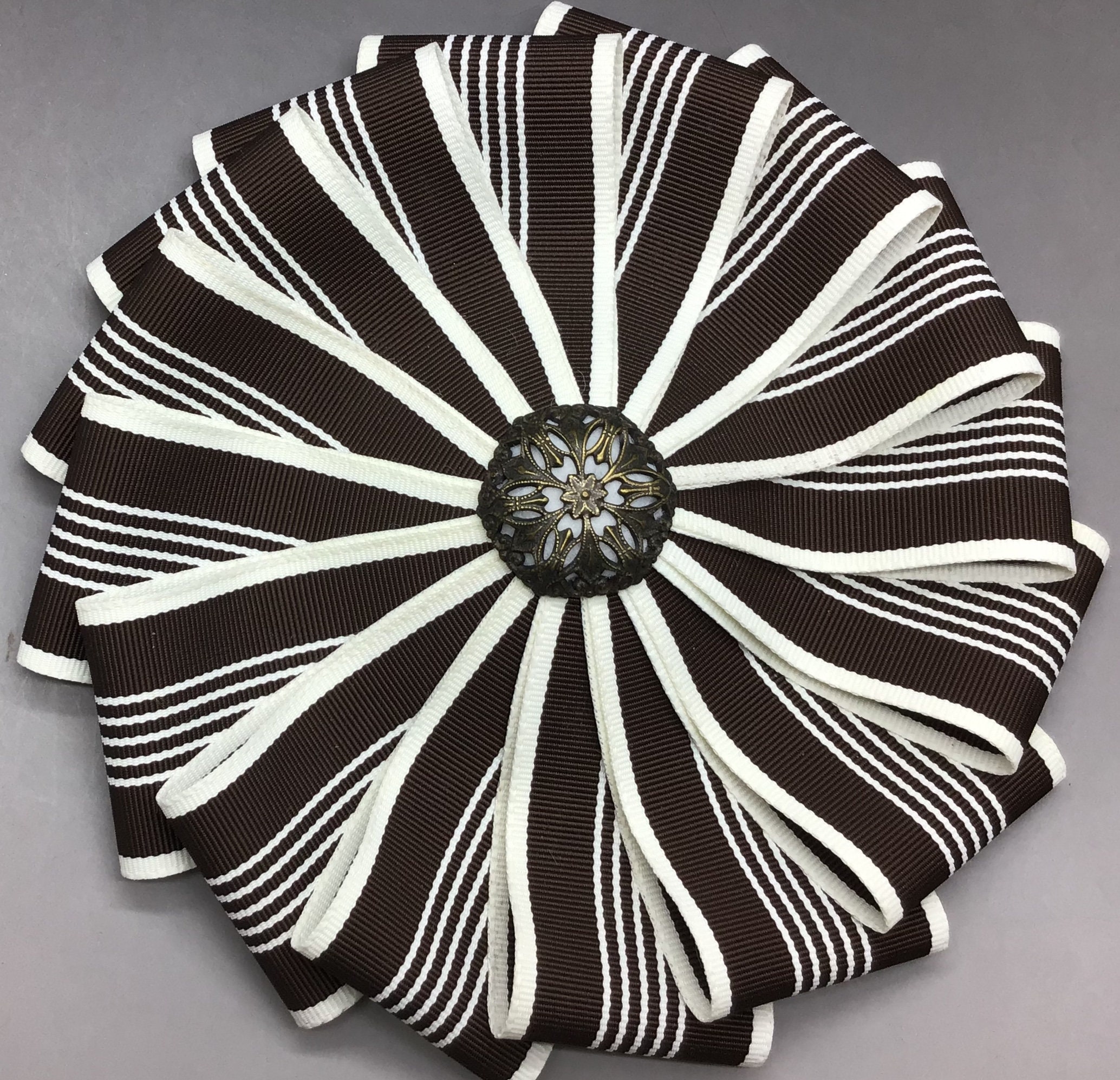 Brown And Cream Cocarde Cockade Applique Millinery Military Etsy