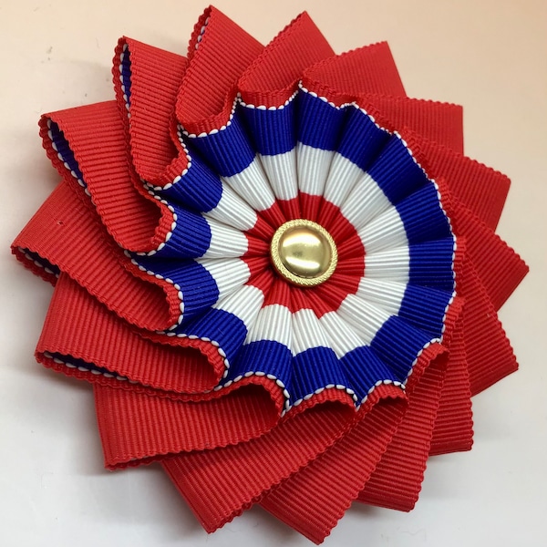 Red, White and Blue Layered Wheel Cocarde Brooch