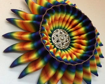 Rainbow Folded Cocarde Cockade Applique Millinery Military Reenactment