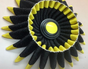 Yellow and Black Folded Cocarde Cockade Applique Millinery Military Reenactment