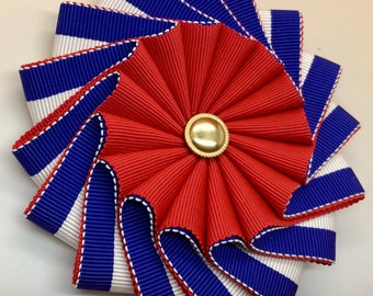 Red, White and Blue Layered Wheel Cocarde Brooch