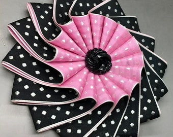 Pink, Black and White Wheel Cocarde Applique