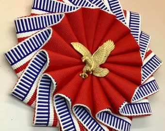 Red, White and Blue Layered Wheel Cocarde Appliqué