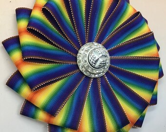 Rainbow Pinwheel Cocarde Cockade Applique Millinery Military Reenactment