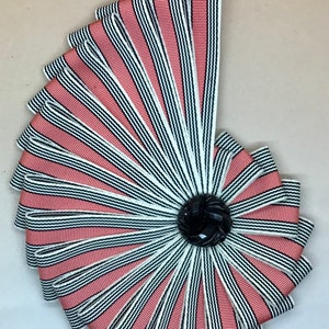 Coral Pink, White and Black Chambered Nautilus Cocarde or Cockade Appliqué image 2