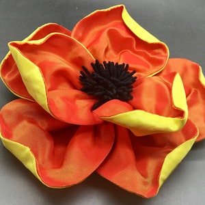 Koi Orange With Yellow Back Poppy Millinery Flower