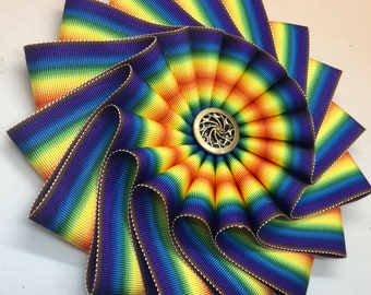 Rainbow Pinwheel Cocarde Cockade Applique Millinery Military Reenactment