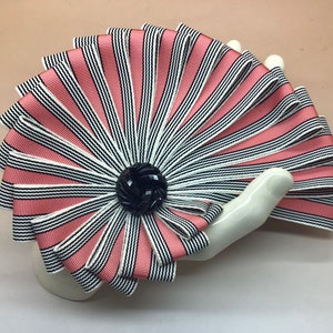 Coral Pink, White and Black Chambered Nautilus Cocarde or Cockade Appliqué image 4