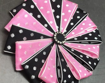 Pink, Black and White Wheel Cocarde Applique