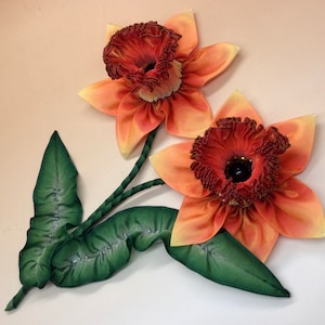 Double Orange Narcissus Daffodil Ribbon Flower Millinery Applique