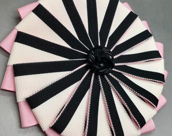 Pink, Black and White Wheel Cocarde Applique