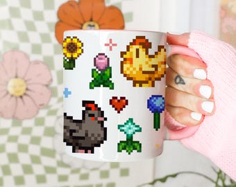 Stardew Valley Mug Pink, Stardew Coffee Mug, Stardew Mug, Stardew Valley Gift, Stardew Valley Coffee Mug, Stardew Valley Cup