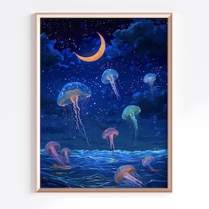 Dance of the Moonlight Jellies, Stardew Valley Art, Stardew Valley Wall Art, Dance of the Moonlight Jelly Print, Stardew Valley Gift
